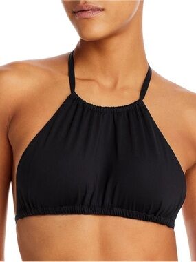 AQUA Swim Women's High Neck Halter Bikini Top Black B4HP